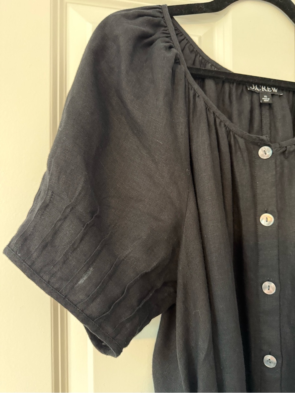 J. Crew Button-Up Black Linen Midi Dress XL - Picture 3 of 12
